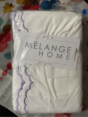 White Pillowcase with Lavender Scallop Trim